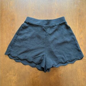 Fashion Union Black High Waist Shorts with Scalloped Hem